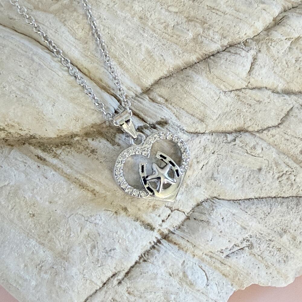 Montana Silversmiths Rhodium Plated Star of My Heart Horseshoe Pendant Necklace